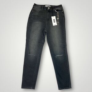 Refuge Women’s Faded Black Stretch High Rise Mom Jeans Size 5